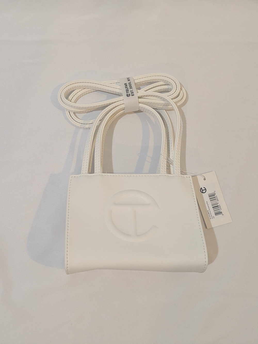 Telfar White Mini Leather Crossbody Bag